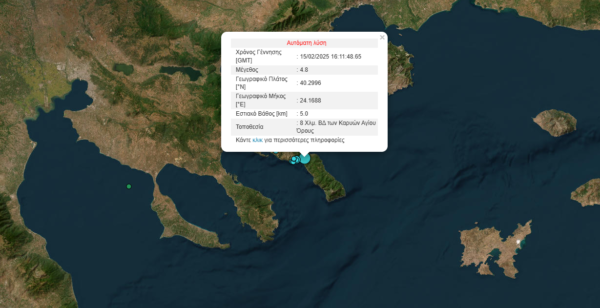 Σεισμός 4,8 Ρίχτερ στο Άγιον Όρος